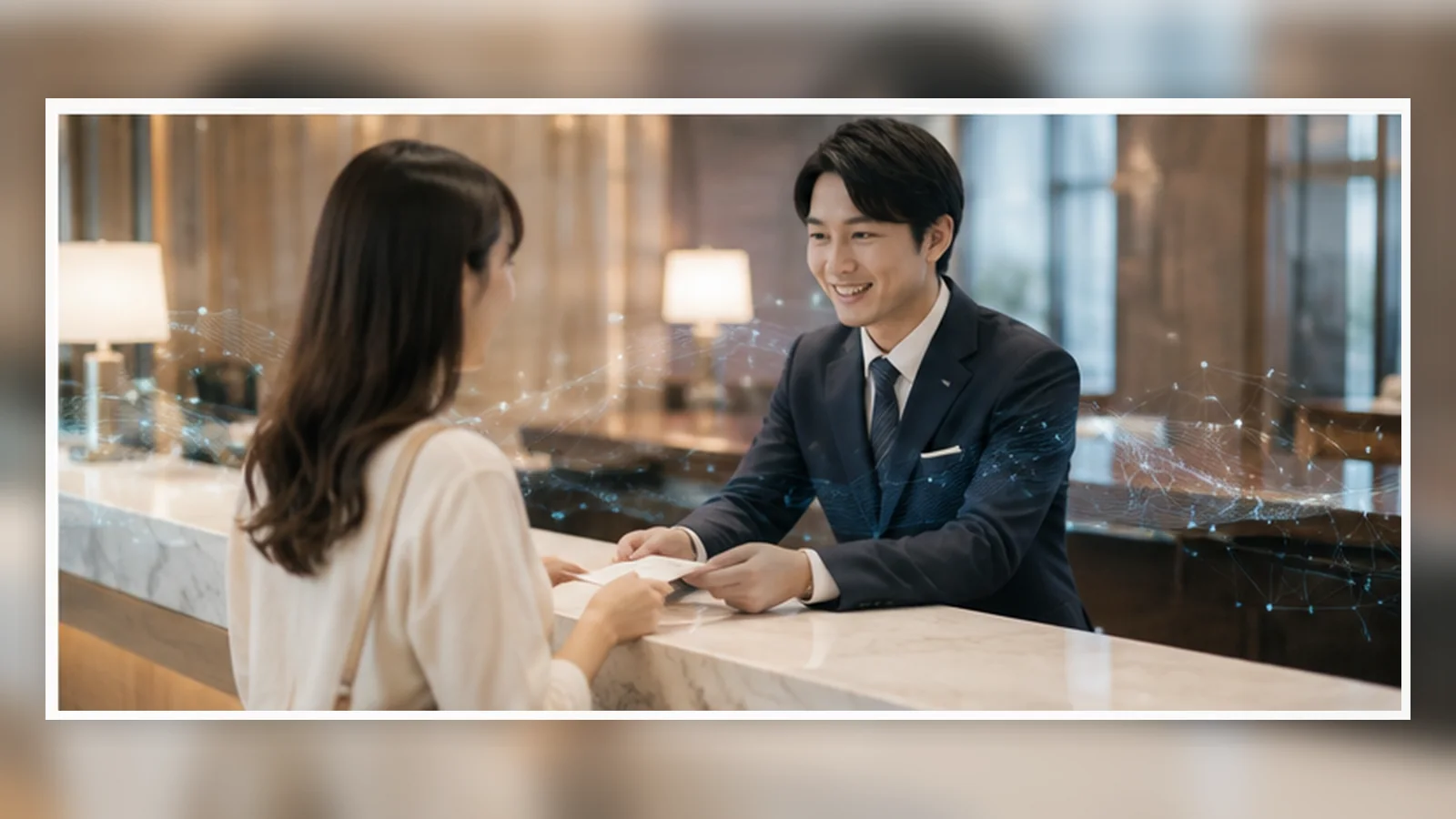 宿泊施設で利用者に対応する職員のイメージ