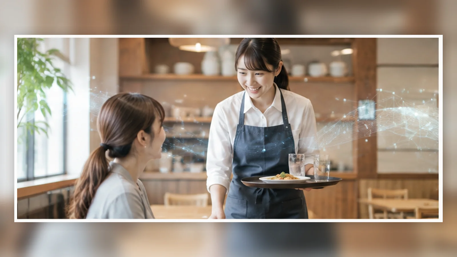 餐飲與住宿人員服務顧客的情境示意