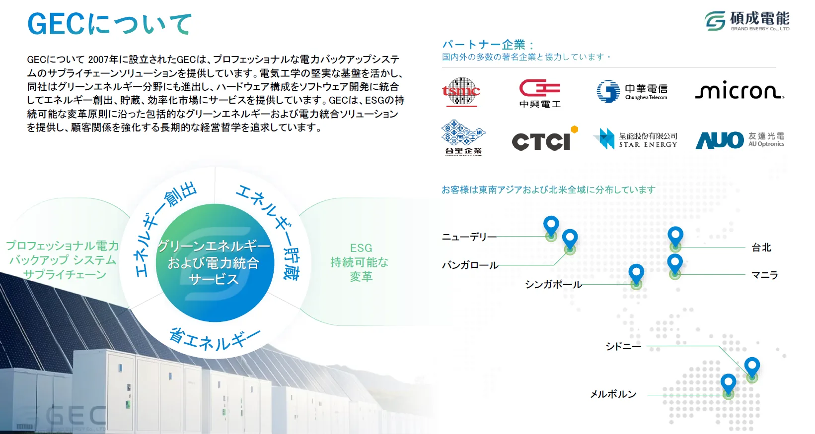 GEC profile covering business areas, partners and overseas locations