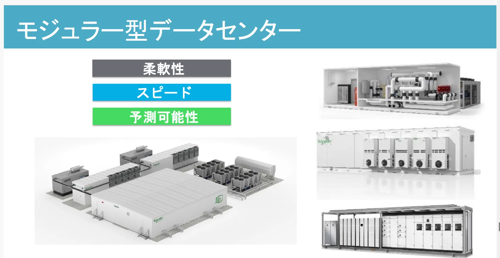 Reference materials showing flexibility, speed and predictability of modular data centers